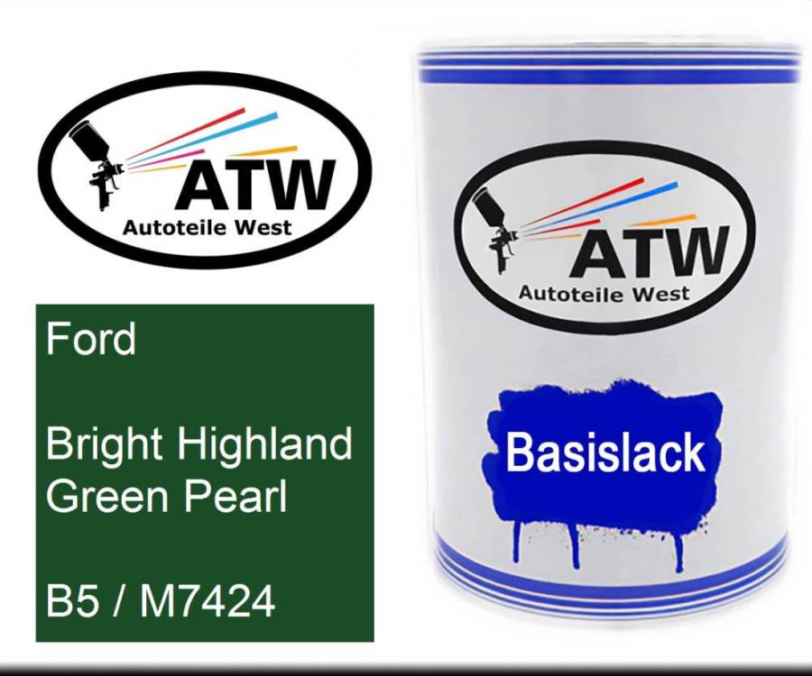 Ford, Bright Highland Green Pearl, B5 / M7424: 500ml Lackdose, von ATW Autoteile West.